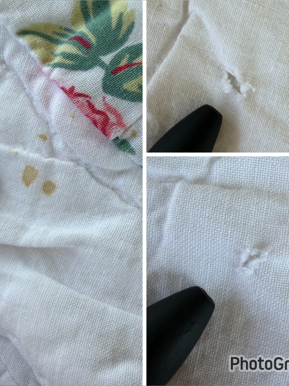 VTG 90s Floral Double Wedding Ring Quilt Scallop Edge Hand Quilted 84x100 READ